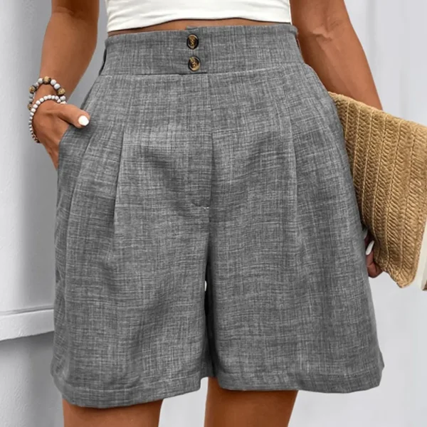 Button-up high-waisted straight leg shorts