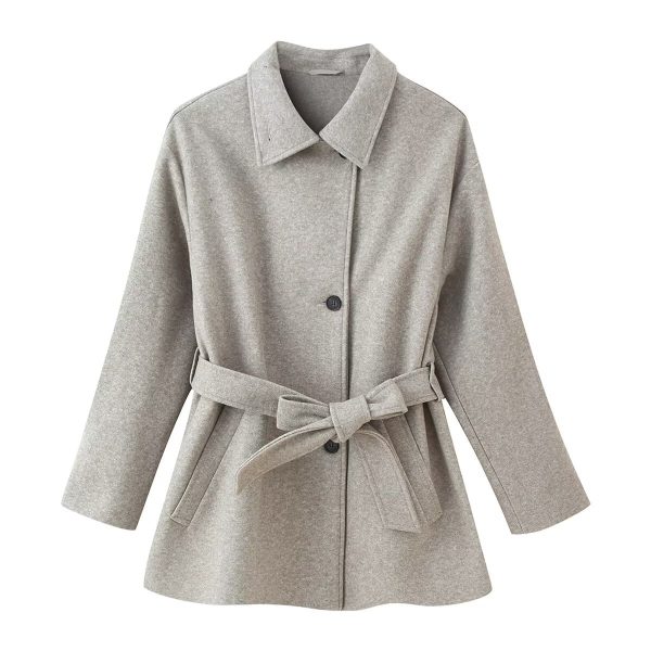 style double-layer collar soft coat jacket