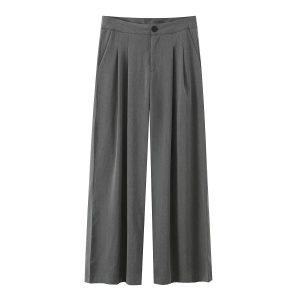 Casual low-waisted wide-leg pants