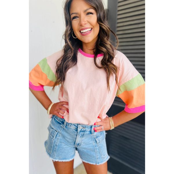 Round neck half sleeved top loose T-shirt