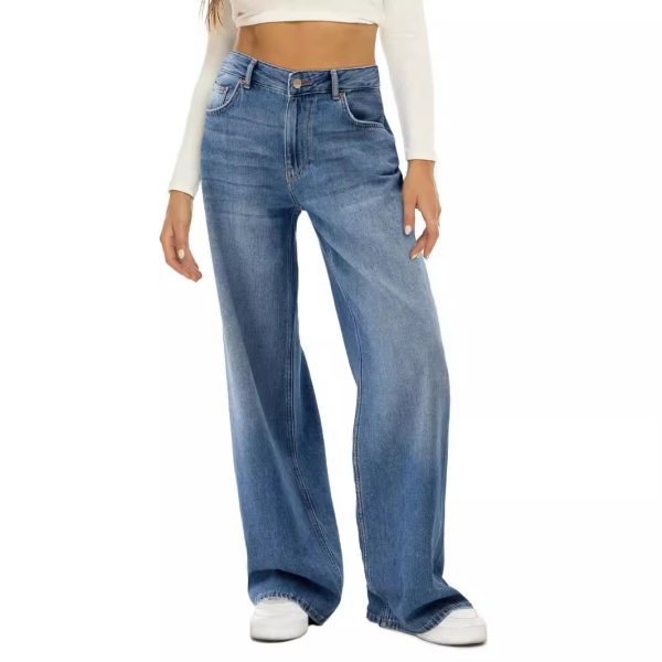 Loose wide leg jeans for women