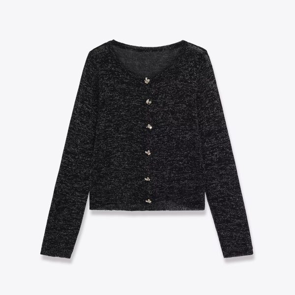 Versatile metal button knit top
