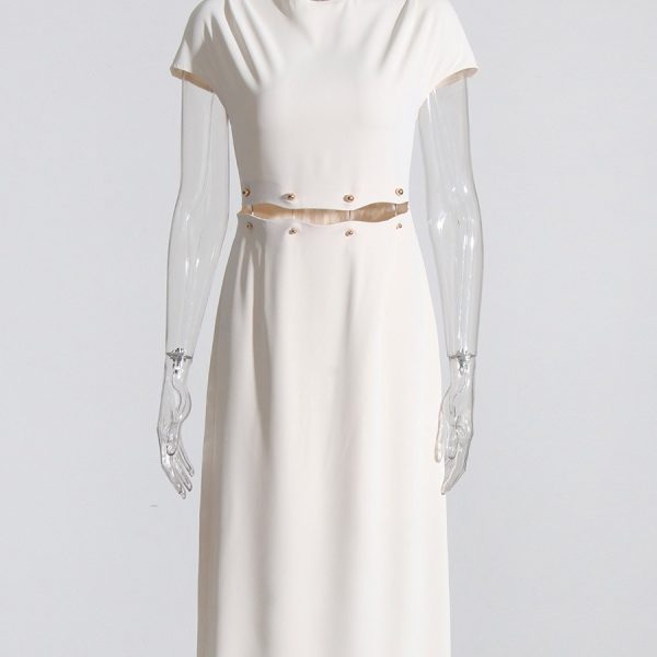 Sexy zippered slit stand-up collar dress