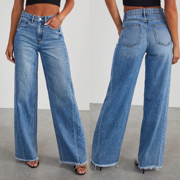 Loose-fitting wide-leg jeans with side seams