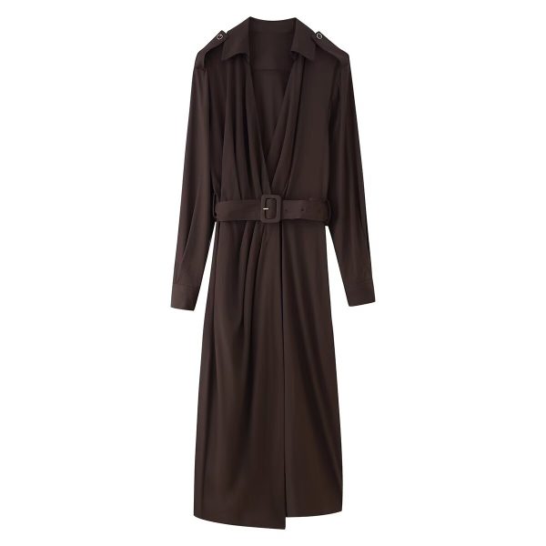 Double-breasted midi dress with belt