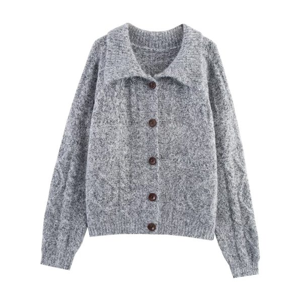 Flower thread mixed color knitted cardigan