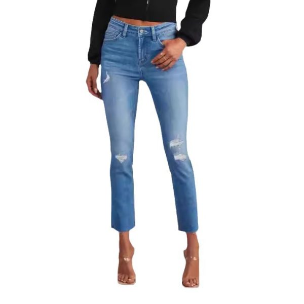 High waisted elastic slim fit jeans