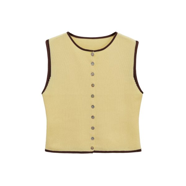 Splicing round neck sleeveless knit