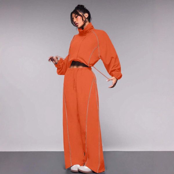 Drawstring sports jacket long pants set two-piece set