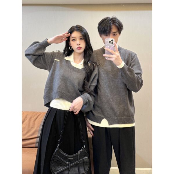 Couples' Thickened Three-Piece Knitwear Set for Women and Men, Sweater Suit