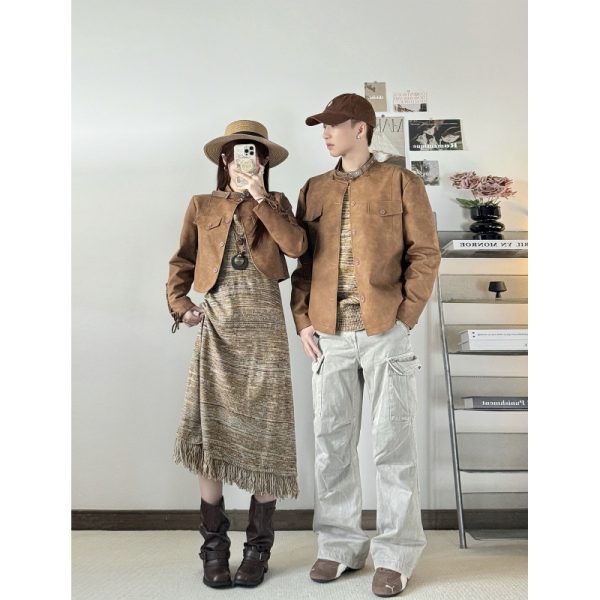 Couples' Autumn/Winter New  Knit Sweater Dress Two-Piece Set One Dress and One Top Fashionable INS Trend